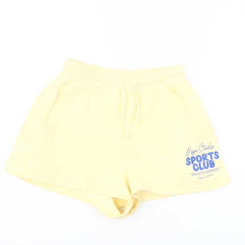 Boohoo Womens Yellow Sweat Shorts M Regular Fit Activewear