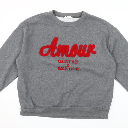 Inspiration Studio Womens Grey Sweatshirt M Logo Pullover Casual