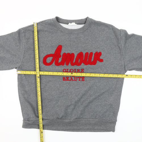 Inspiration Studio Womens Grey Sweatshirt M Logo Pullover Casual