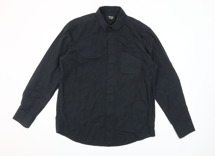 Dunnes Stores Men’s Grey Check Long Sleeve Cotton Shirt L