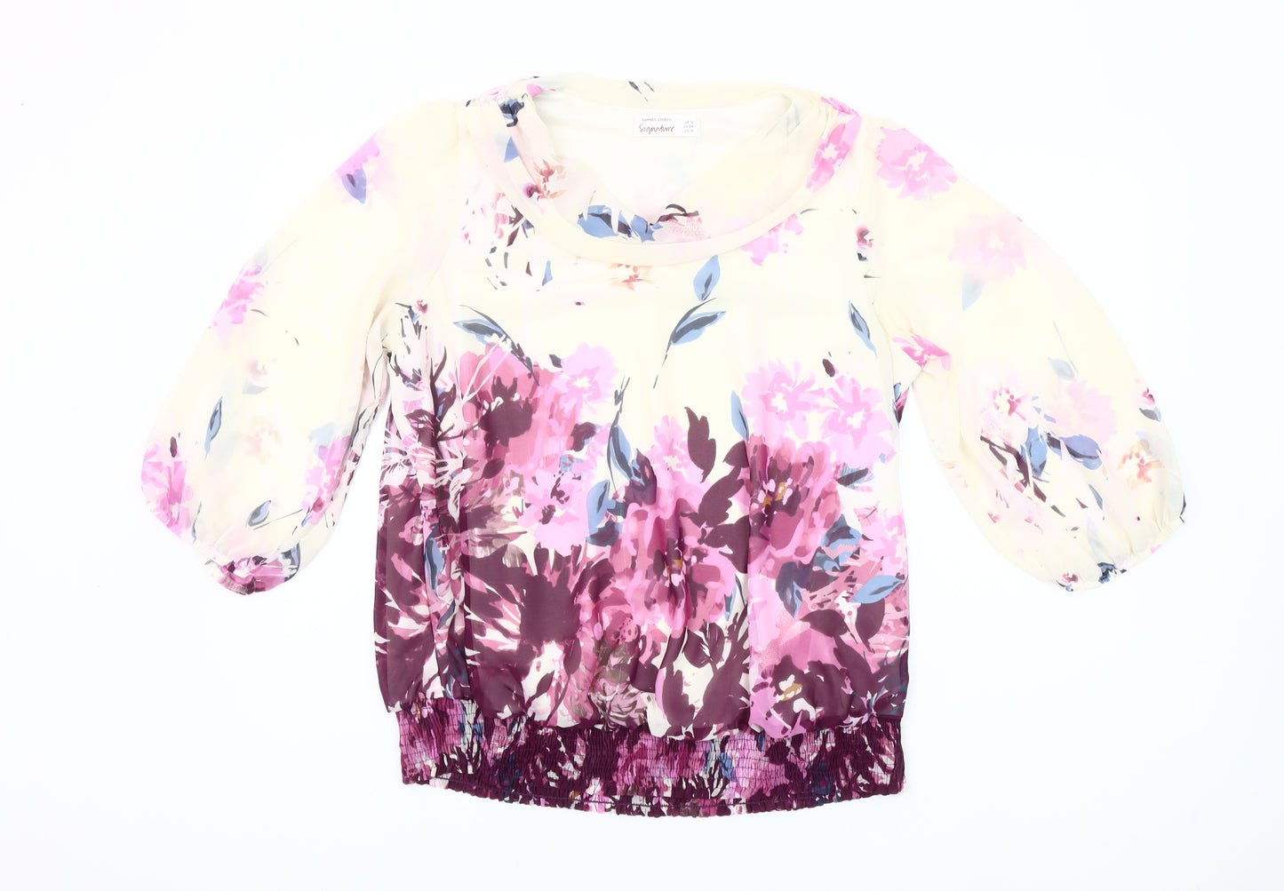 Dunnes Stores Women's Multicoloured Floral Chiffon Tunic Blouse Size 16