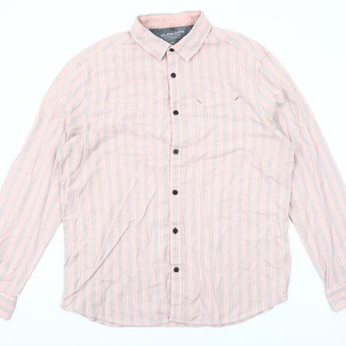 John Rocha Men’s Pink Striped Cotton Button-Up Shirt L Casual