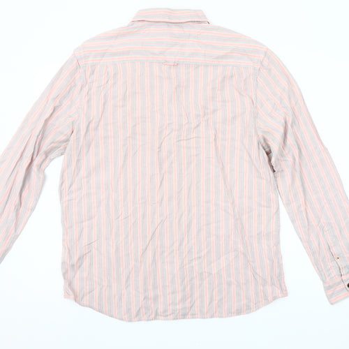 John Rocha Men’s Pink Striped Cotton Button-Up Shirt L Casual