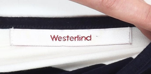 Westerlind Women’s Black White Striped Wrap Blouse XL 3/4 Sleeve