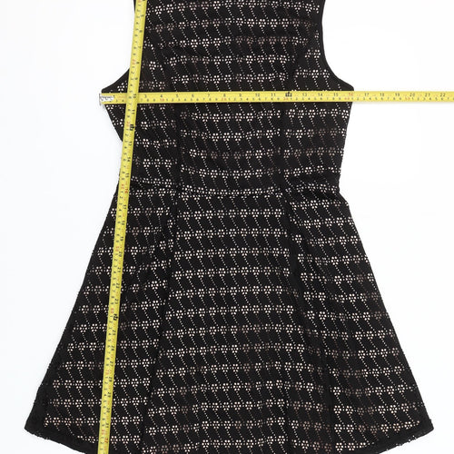 New Look Womens Black Size 12 A-Line Sleeveless Lace Dress