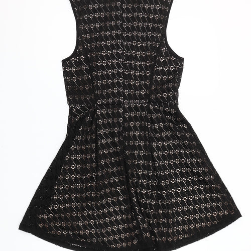 New Look Womens Black Size 12 A-Line Sleeveless Lace Dress