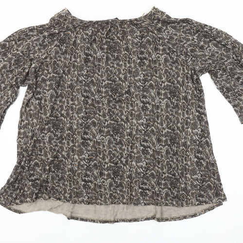 Eastex Women’s Brown Animal Print Beaded Tunic Blouse Size 22/24