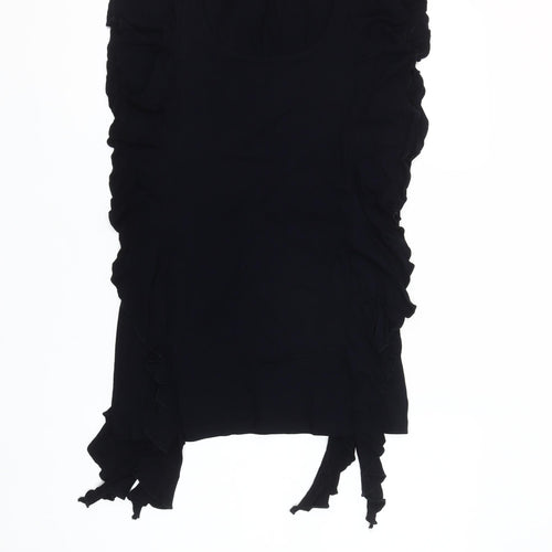Twist Women’s Black Ruffle Tunic Blouse Size L Sleeveless Scoop Neck