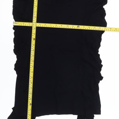 Twist Women’s Black Ruffle Tunic Blouse Size L Sleeveless Scoop Neck