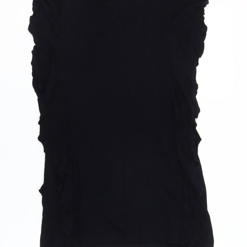 Twist Women’s Black Ruffle Tunic Blouse Size L Sleeveless Scoop Neck