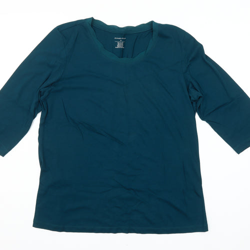 Christopher & Banks Women's Blue Scoop Neck 3/4 Sleeve T-Shirt Size M