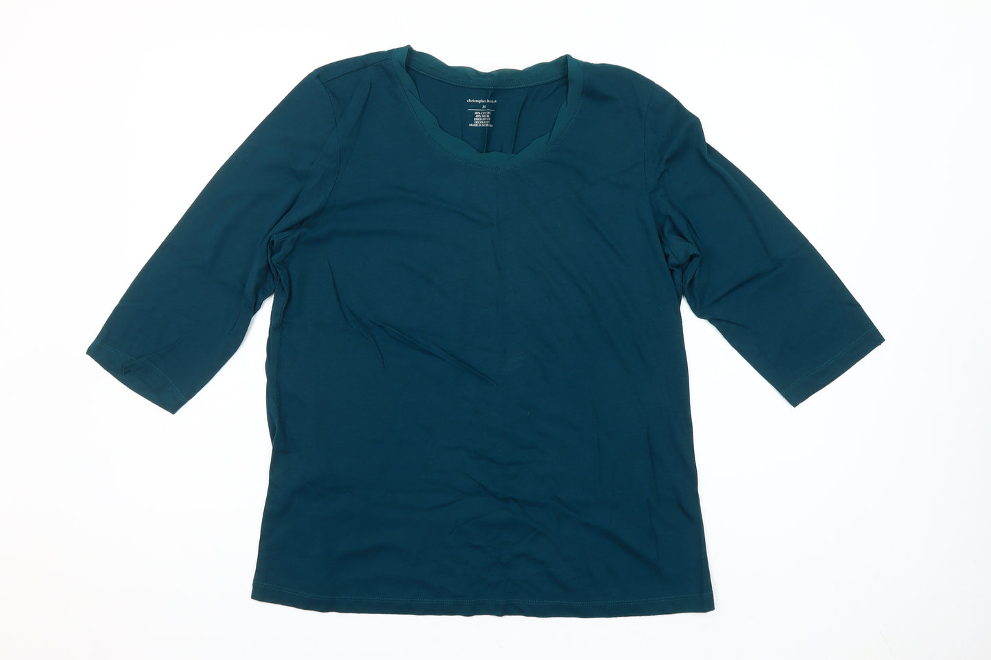 Christopher & Banks Women's Blue Scoop Neck 3/4 Sleeve T-Shirt Size M
