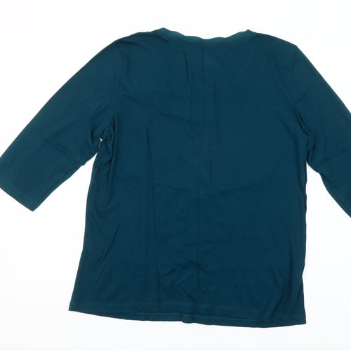 Christopher & Banks Women's Blue Scoop Neck 3/4 Sleeve T-Shirt Size M
