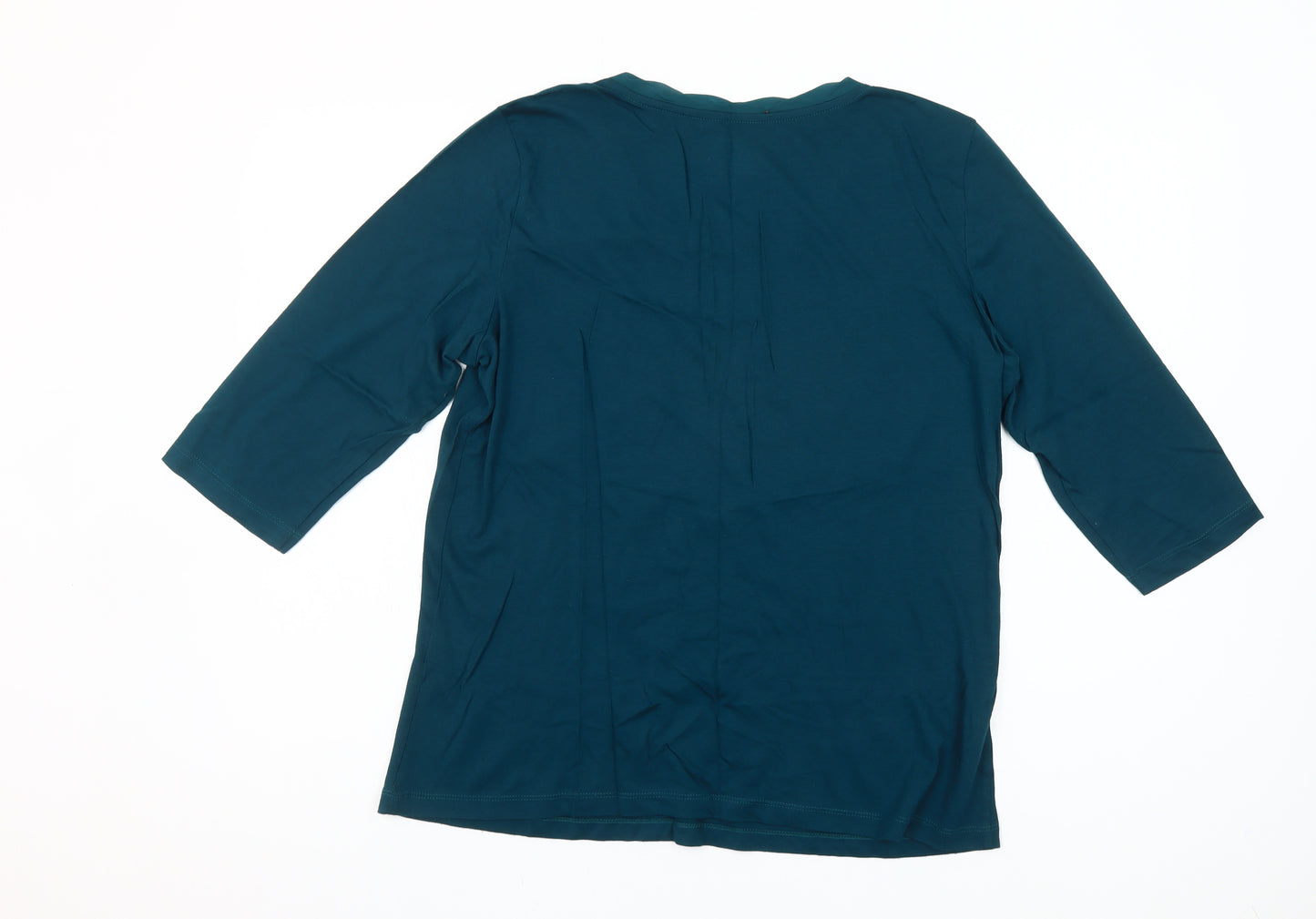 Christopher & Banks Women's Blue Scoop Neck 3/4 Sleeve T-Shirt Size M