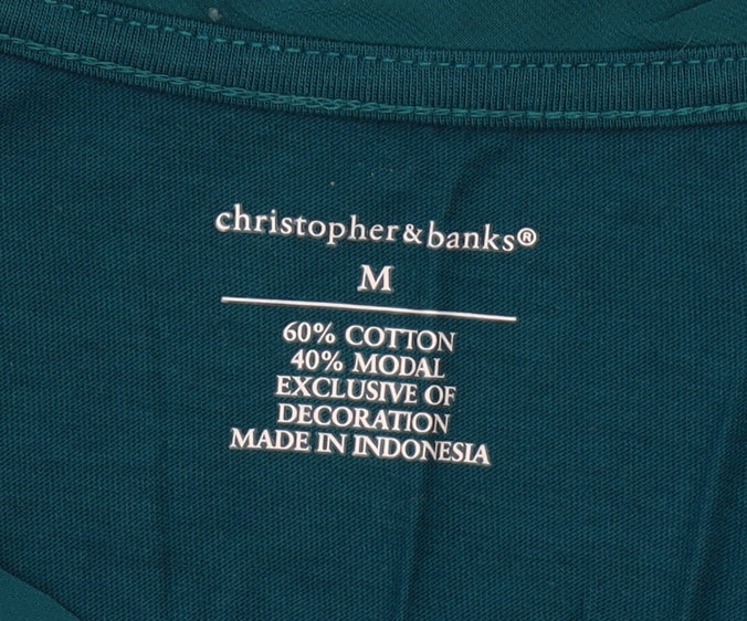 Christopher & Banks Women's Blue Scoop Neck 3/4 Sleeve T-Shirt Size M