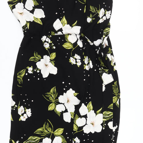 River Island Womens Black Floral Sheath Dress Size 12 Sleeveless