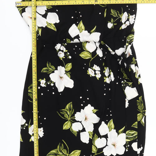 River Island Womens Black Floral Sheath Dress Size 12 Sleeveless