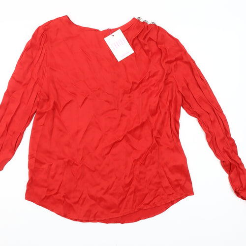 Savida Women’s Red Long Sleeve Blouse Size 12 Viscose Top