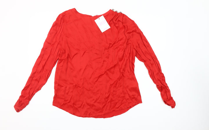 Savida Women’s Red Long Sleeve Blouse Size 12 Viscose Top