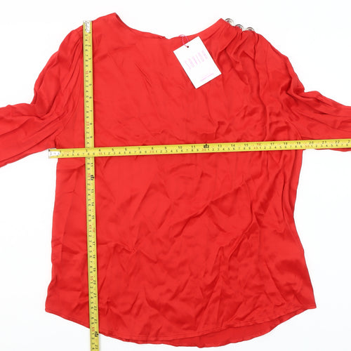 Savida Women’s Red Long Sleeve Blouse Size 12 Viscose Top