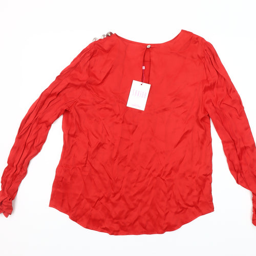 Savida Women’s Red Long Sleeve Blouse Size 12 Viscose Top