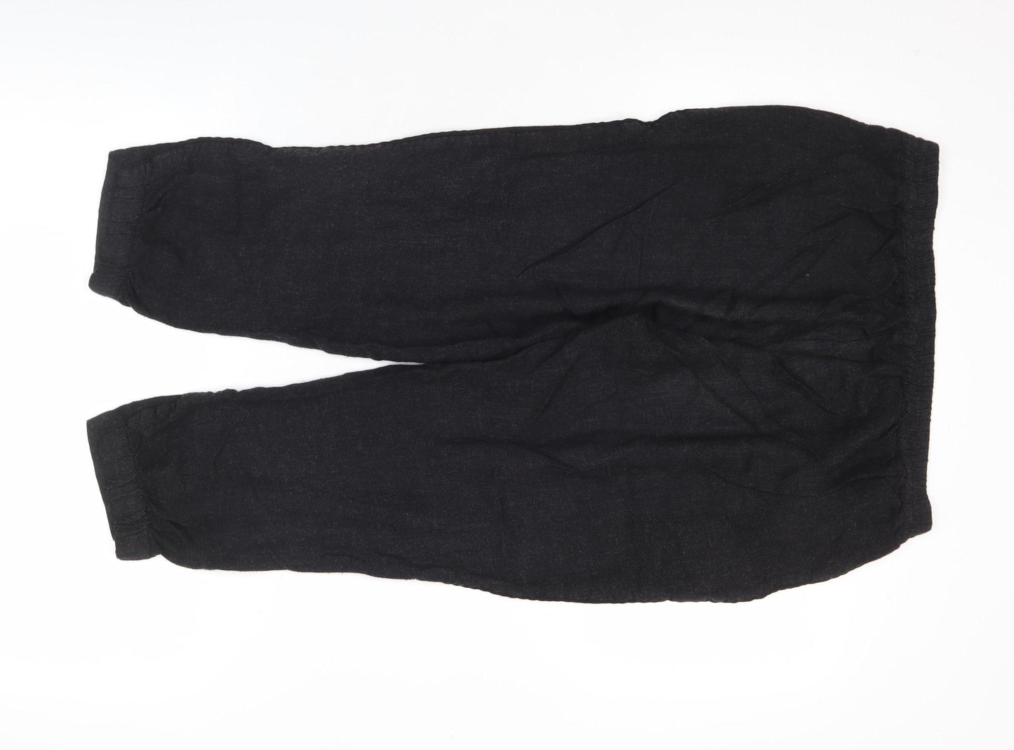 Zara Women Black Linen Blend Jogger Trousers Size M Regular