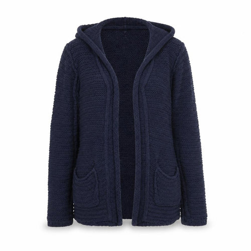 Lucky Brand Women’s Blue Knit Hooded Cardigan Jumper Size M