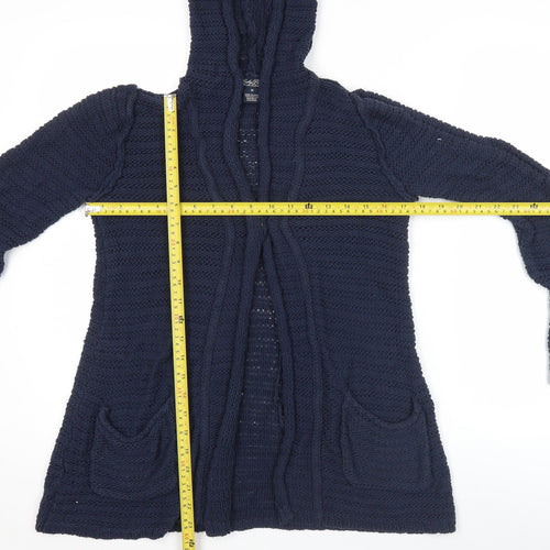 Lucky Brand Women’s Blue Knit Hooded Cardigan Jumper Size M