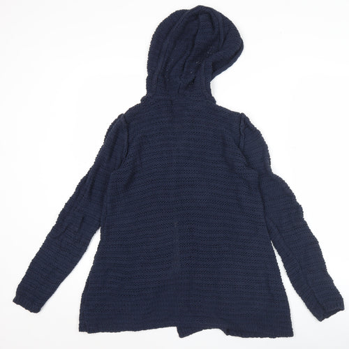 Lucky Brand Women’s Blue Knit Hooded Cardigan Jumper Size M