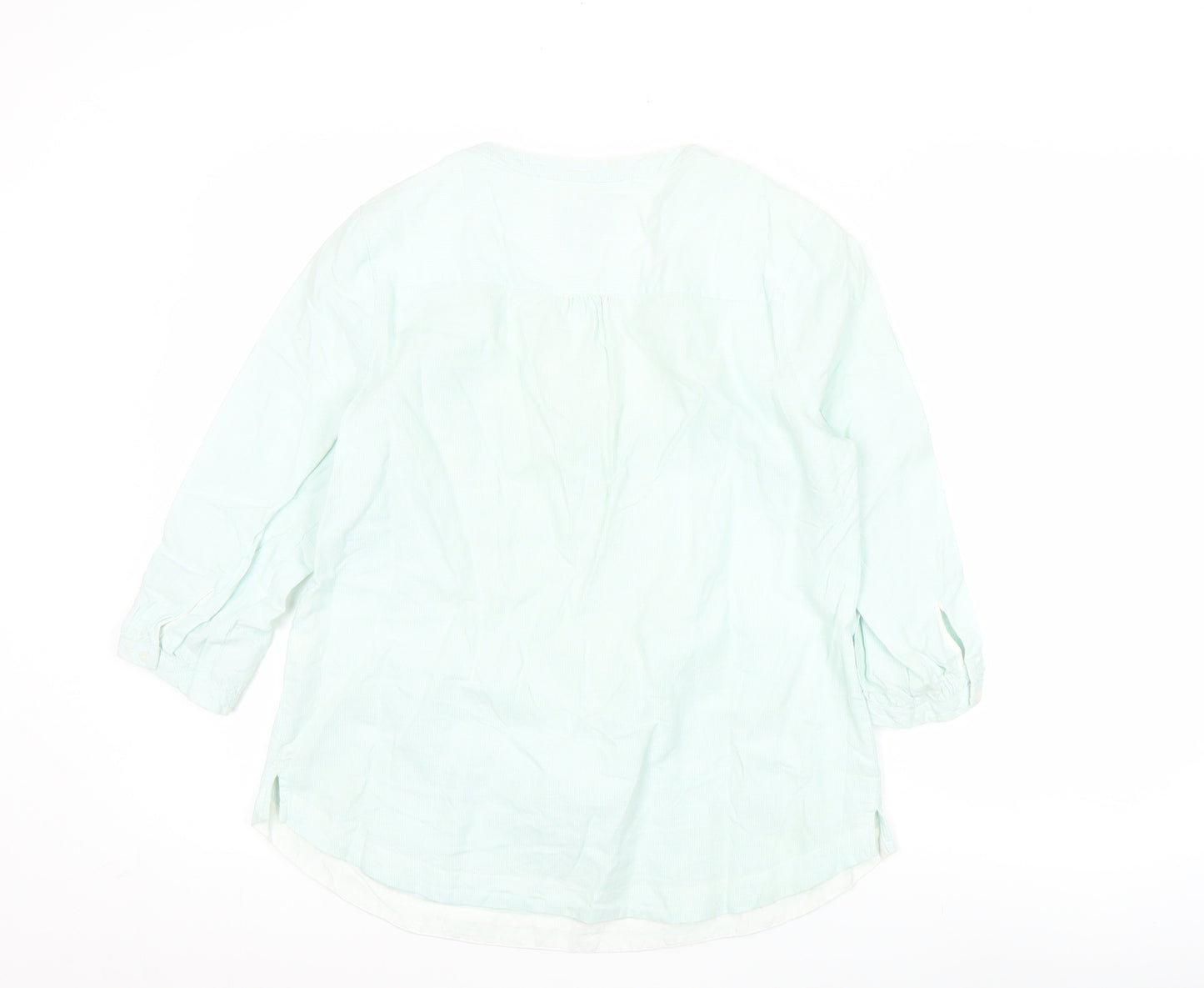 Dash Womens Green Tunic Blouse Size 12 Linen Cotton 3/4 Sleeve
