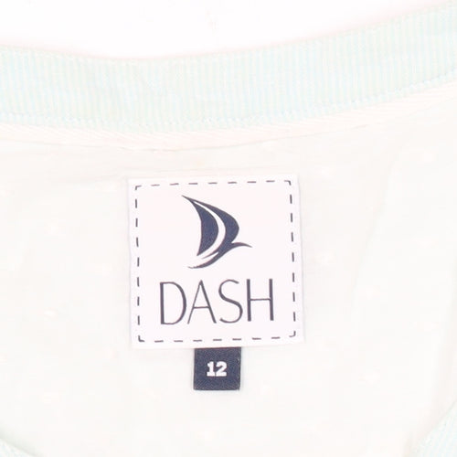 Dash Womens Green Tunic Blouse Size 12 Linen Cotton 3/4 Sleeve