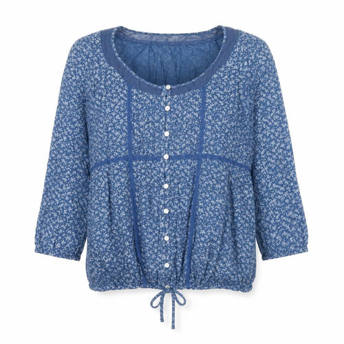Springfield Women’s Blue Floral Cotton Tunic Blouse Size 14