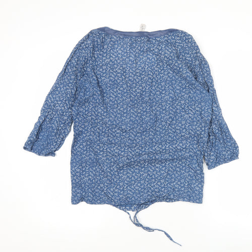 Springfield Women’s Blue Floral Cotton Tunic Blouse Size 14