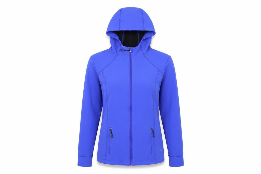 Front view of Dunnes Women’s Blue Full Zip Hooded Jacket, size UK 12