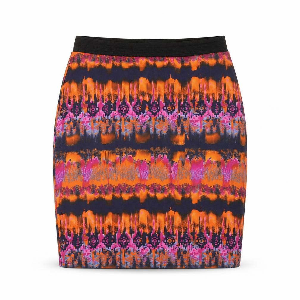 Front view of Savida Women’s Multicoloured Geometric Pencil Skirt, size L