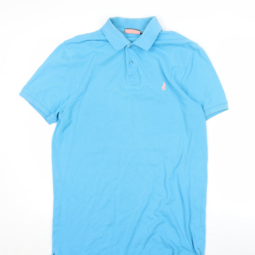Thomas Pink Men's Blue Slim Fit Cotton Polo Shirt Size S
