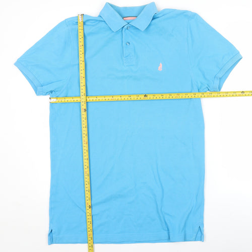 Thomas Pink Men's Blue Slim Fit Cotton Polo Shirt Size S