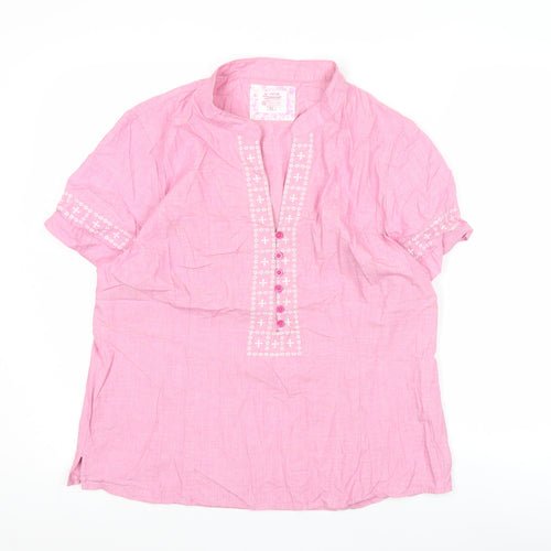 Soya Concept Womens Pink Cotton Tunic Blouse XL Short Sleeve