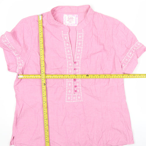 Soya Concept Womens Pink Cotton Tunic Blouse XL Short Sleeve