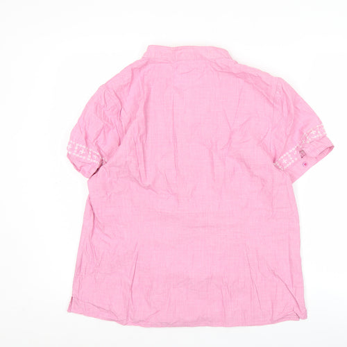 Soya Concept Womens Pink Cotton Tunic Blouse XL Short Sleeve