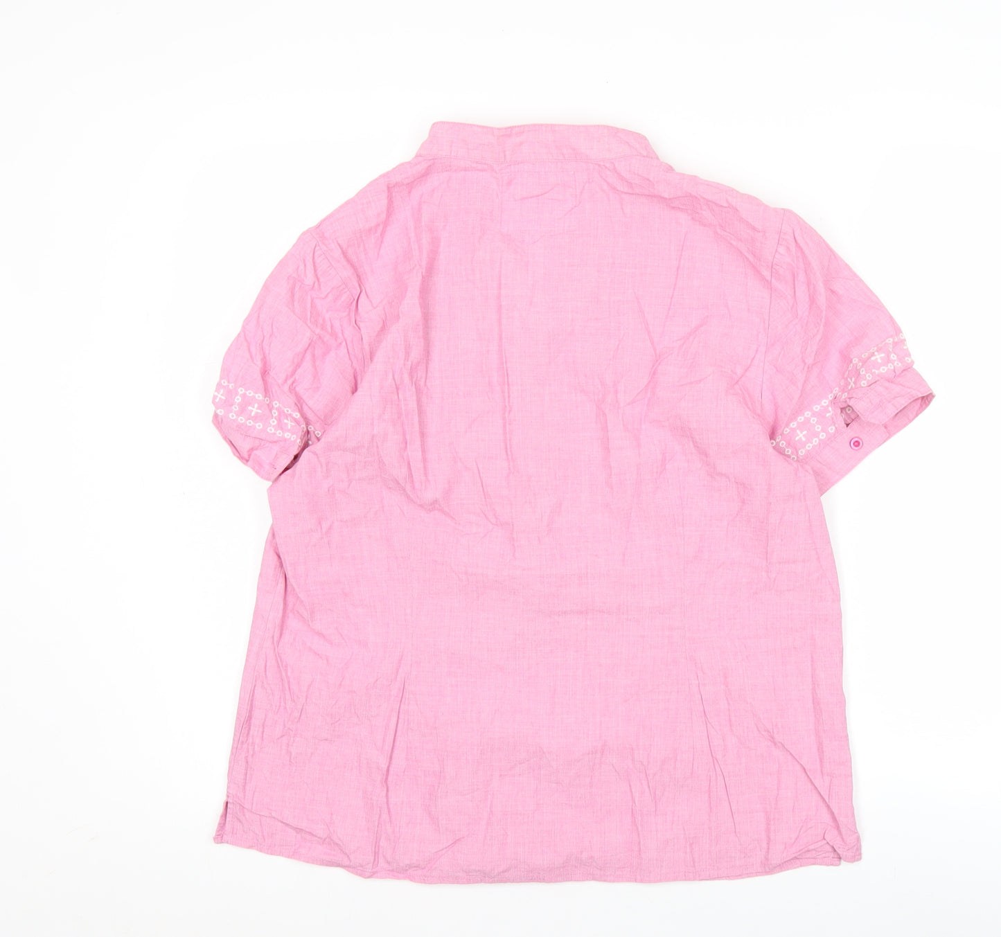 Soya Concept Womens Pink Cotton Tunic Blouse XL Short Sleeve