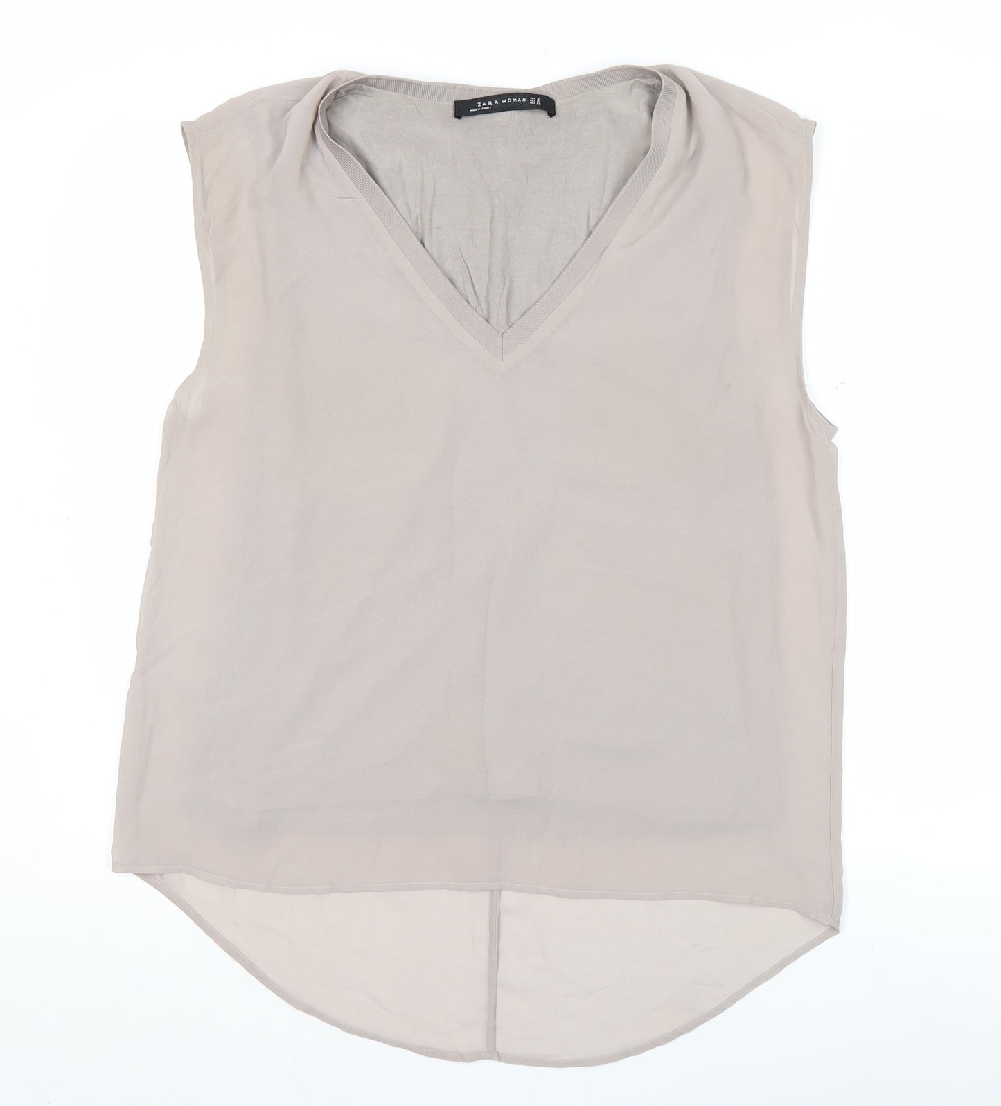 Zara Woman Women’s Beige Sleeveless Tunic Blouse Size 12