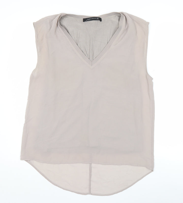 Zara Woman Women’s Beige Sleeveless Tunic Blouse Size 12