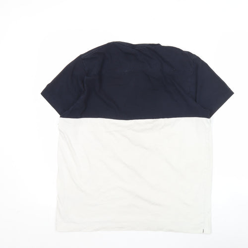 French Connection Men’s Blue White Colourblock T-Shirt Size L