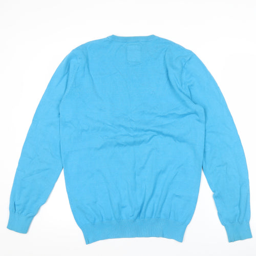 Jack & Jones Men's Blue Medium Crew Neck Pullover Graphic Jumper