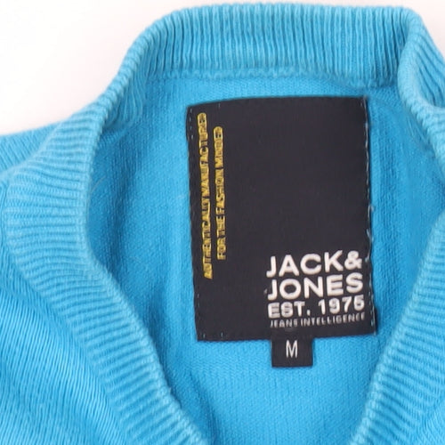 Jack & Jones Men's Blue Medium Crew Neck Pullover Graphic Jumper