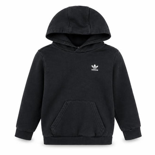 Adidas Boys Black Pullover Hoodie 6-7 Years Cotton Blend Logo Jumper