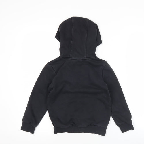 Adidas Boys Black Pullover Hoodie 6-7 Years Cotton Blend Logo Jumper