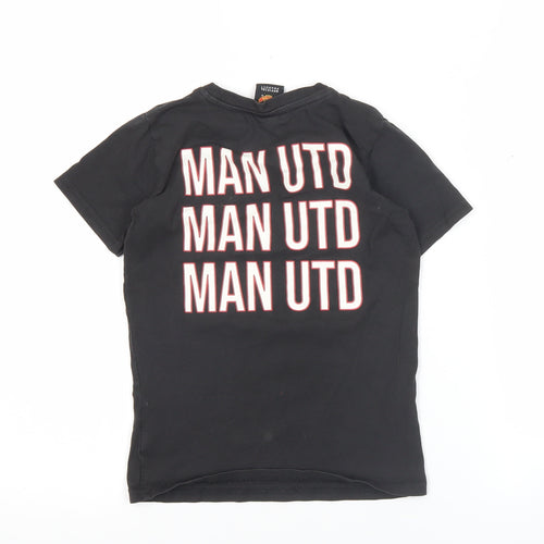 Manchester United Boys Black 6-7 Years Short Sleeve Cotton Football T-Shirt