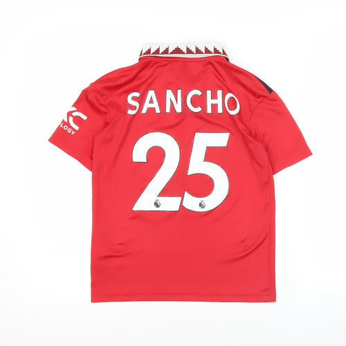 Adidas Boys Red Manchester United Football Polo Jersey 9-10 Years